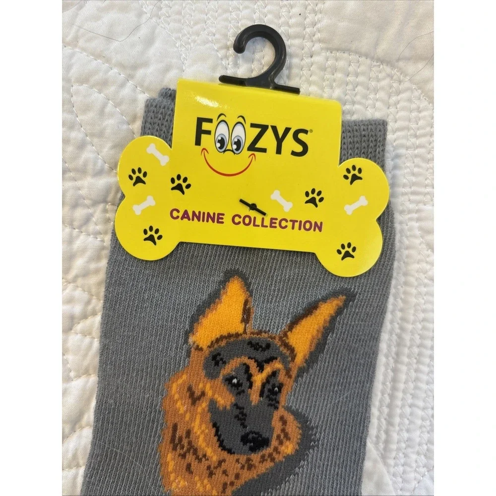 Foozy's Canine Collection German Shepherd Socks SZ 9-11 Gray Poly Blend New